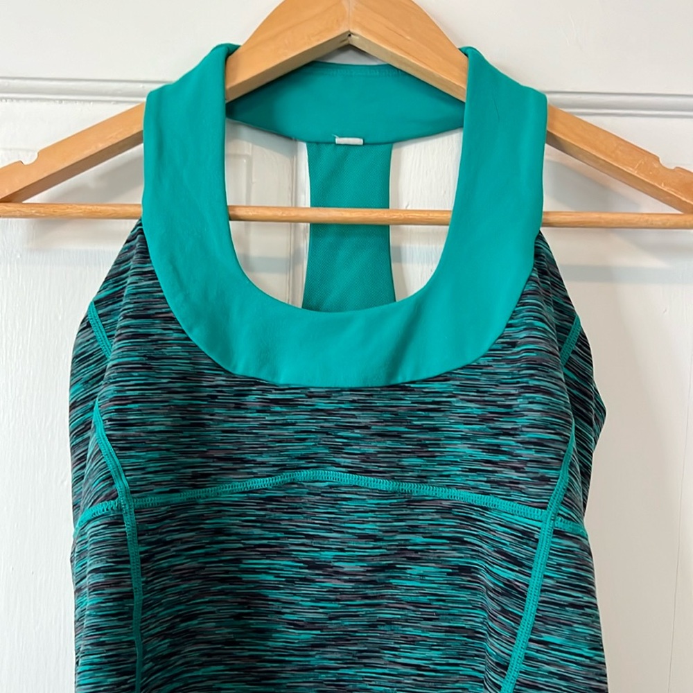 Lululemon Athletica Womens Heather Teal Scoop Neck Tank Top Size 6